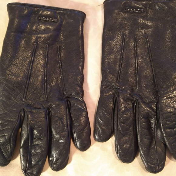 Men's Designer Coach Fine Black Leather Driving Gloves - Picture 2 of 7